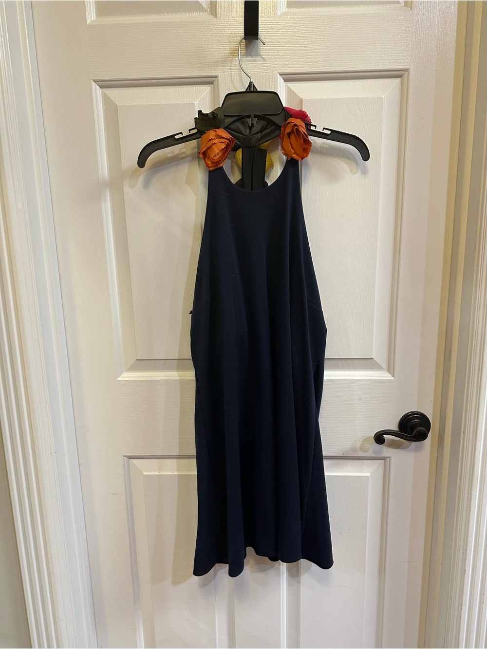 Judith March Navy floral peace sign Halter Swing Dress - Sleeveless